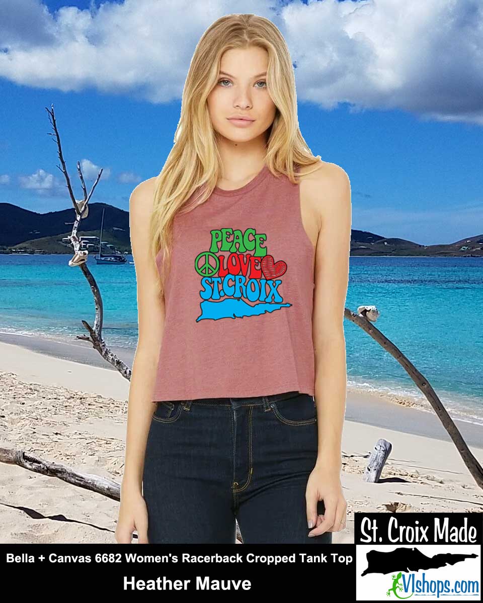 Peace Love St. Croix - Bella + Canvas 6682 Women's Racerback Cropped Tank Top