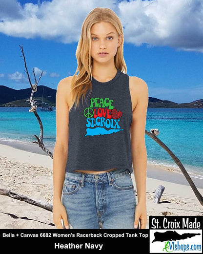 Peace Love St. Croix - Bella + Canvas 6682 Women's Racerback Cropped Tank Top