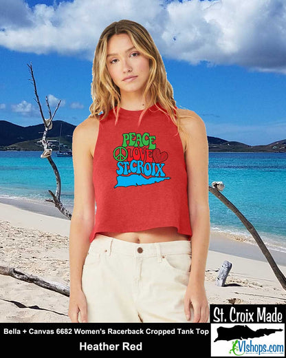 Peace Love St. Croix - Bella + Canvas 6682 Women's Racerback Cropped Tank Top