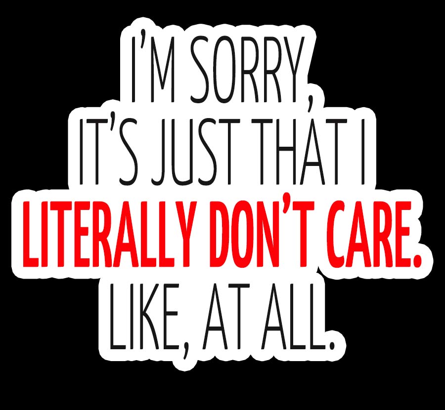 Im sorry its just that i literally dont care - 3 x 2.8 Die Cut Sticker