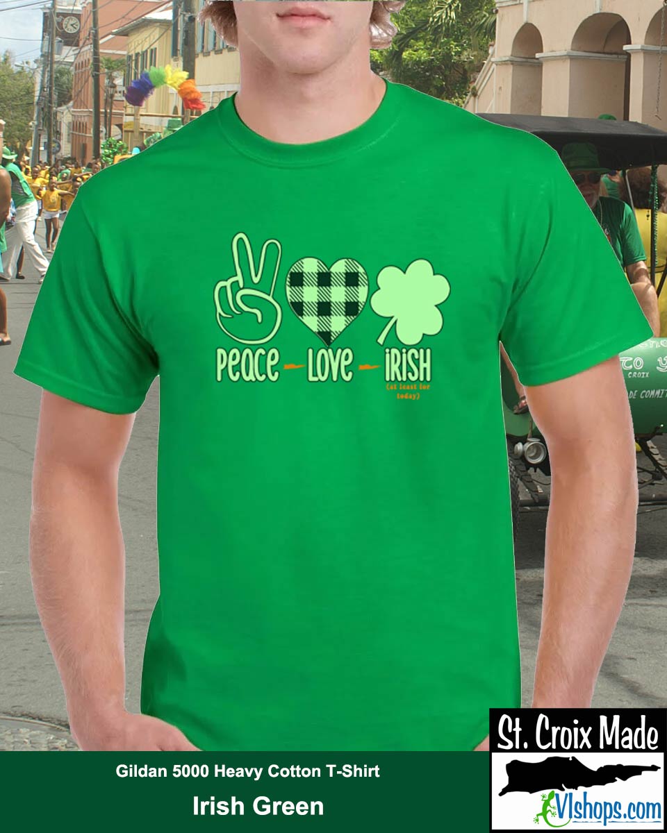 Peace Love Irish - St Patrick's Day - Gildan 5000 Heavy Cotton T-Shirt