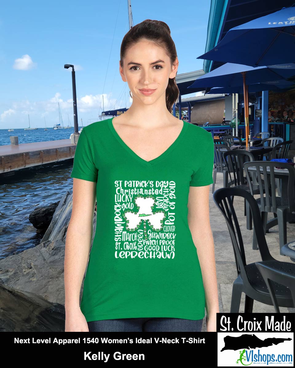 St. Patrick's Day Word Art - St Patrick's Day - Next Level Apparel 1540 Women's Ideal V-Neck T-Shirt