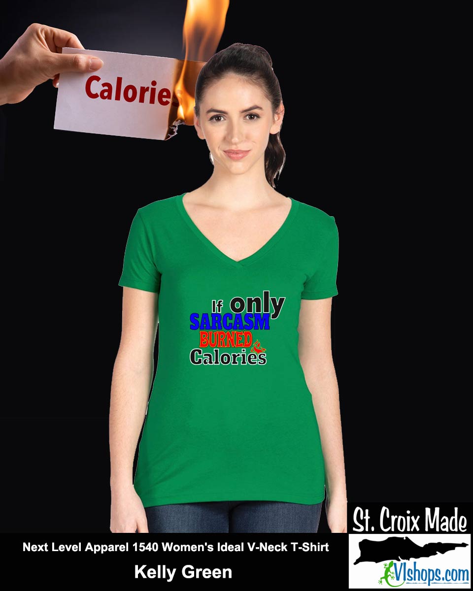 If only Sarcasm burned calories - Next Level Apparel 1540 Women's Ideal V-Neck T-Shirt