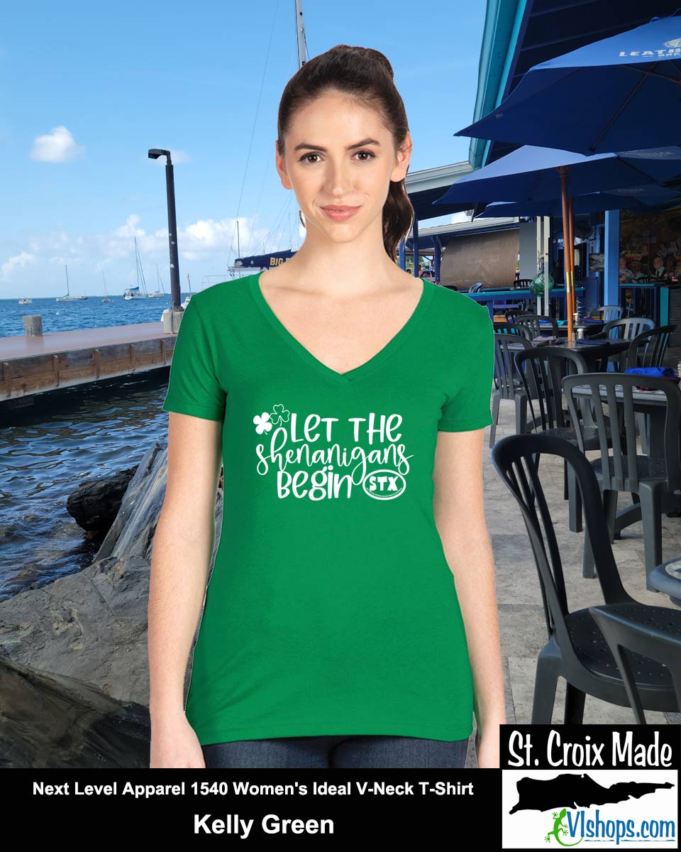 Let the Shenanigans Begin - St Patricks Day - Next Level Apparel 1540 Women's Ideal V-Neck T-Shirt