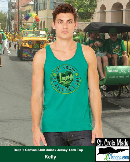 St. Croix Loves St. Patrick's Day - St Patricks Day - Bella + Canvas 3480 Unisex Jersey Tank Top