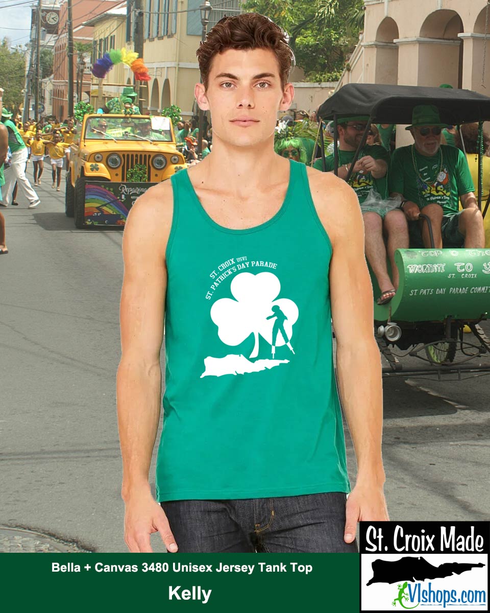 Moko Jumbie Shamrock - St Patricks Day - Bella + Canvas 3480 Unisex Jersey Tank Top