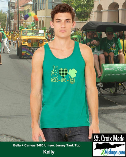 Peace Love Irish - St Patrick's Day - Bella + Canvas 3480 Unisex Jersey Tank Top