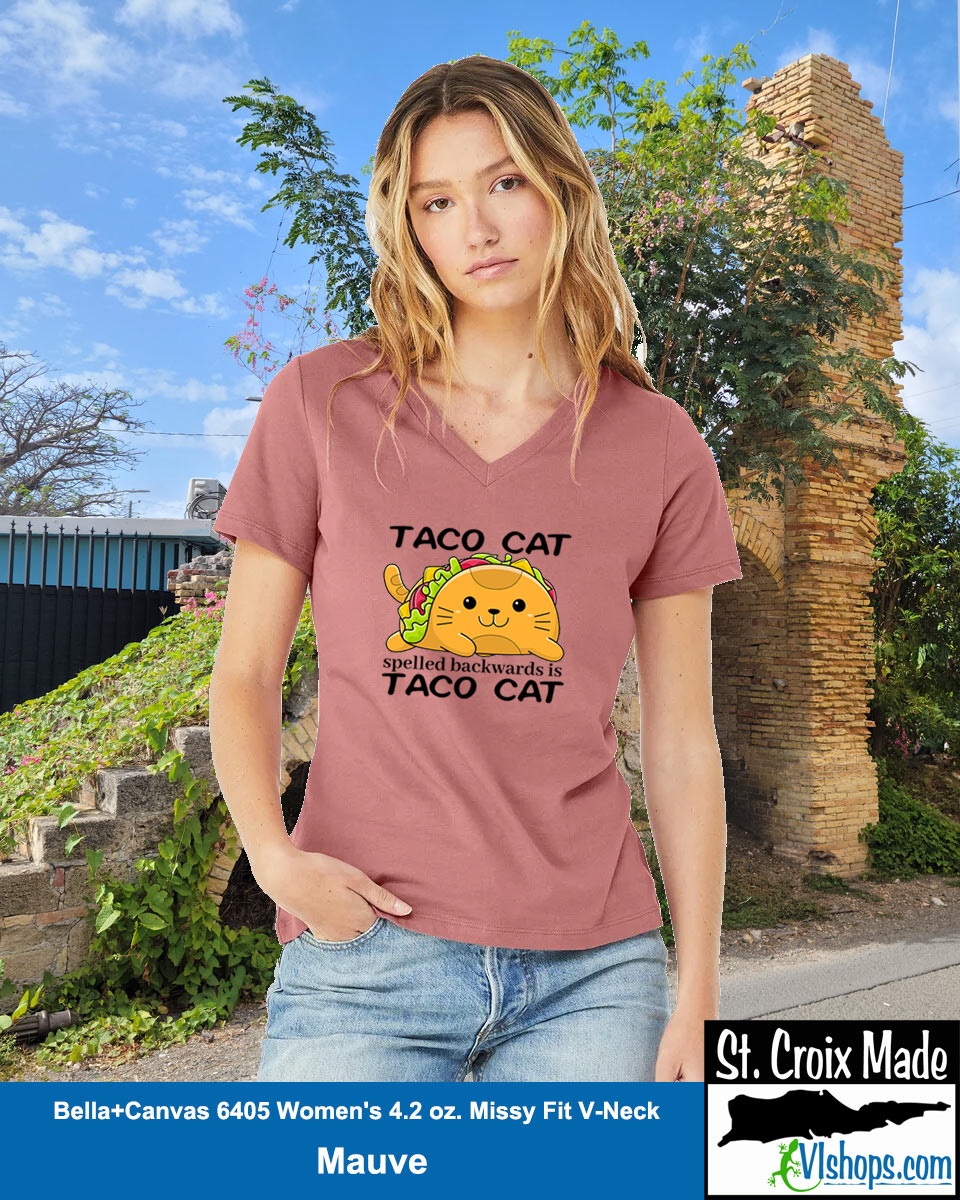 Taco Cat - Bella + Canvas 6405 Women's 4.2 oz. Missy Fit V-Neck