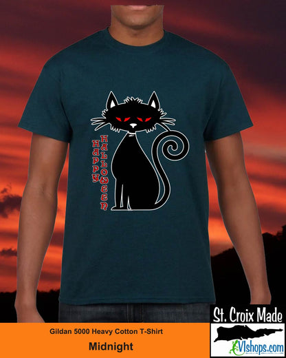 Black Cat - Halloween - Gildan 5000 Heavy Cotton T-Shirt