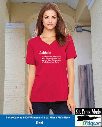 Askhole - Bella Canvas 6405 Women's 4.2 oz. Missy Fit V-Neck