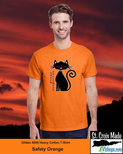 Black Cat - Halloween - Gildan 5000 Heavy Cotton T-Shirt