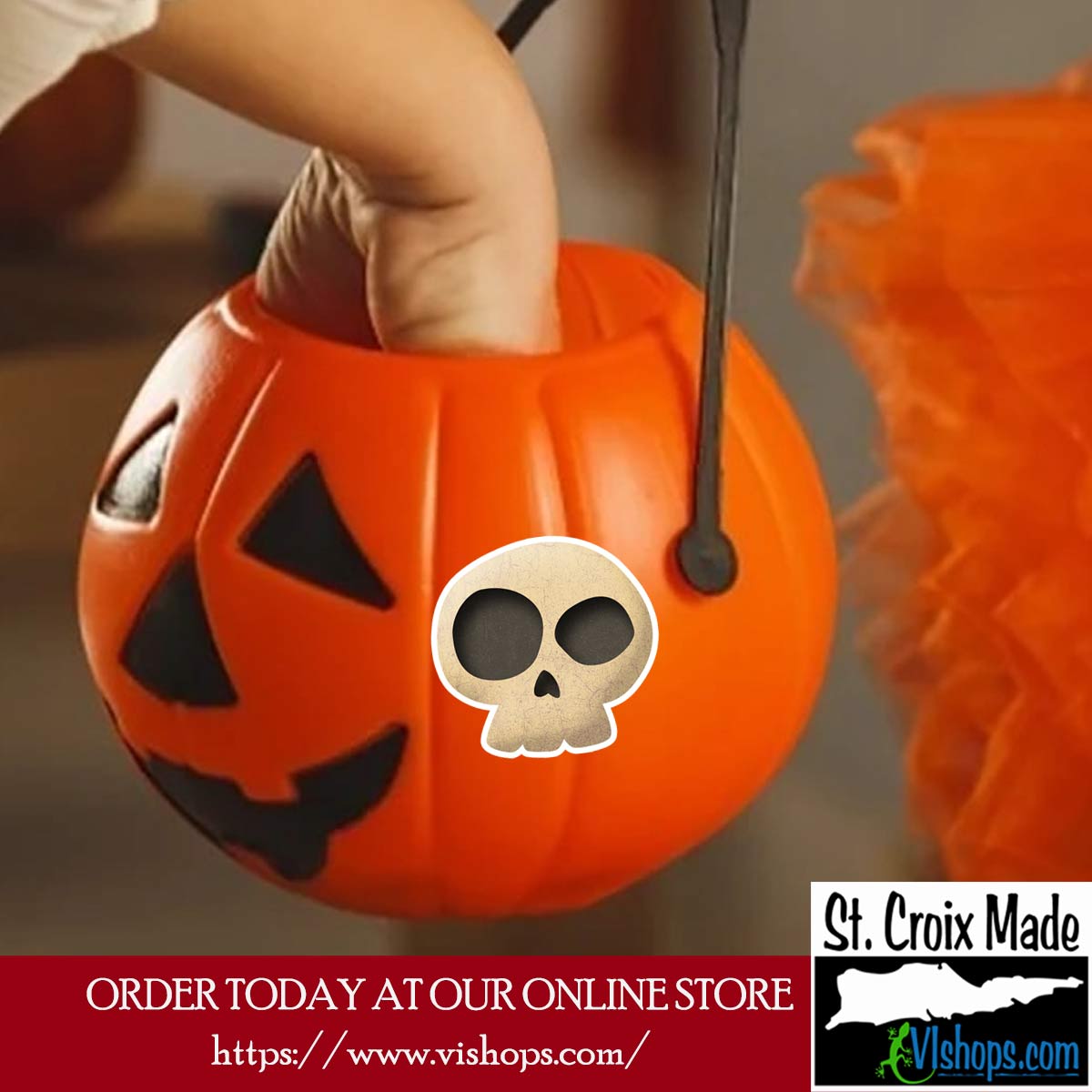 Halloween - Skull 3D - 3 x 3 Die Cut Sticker