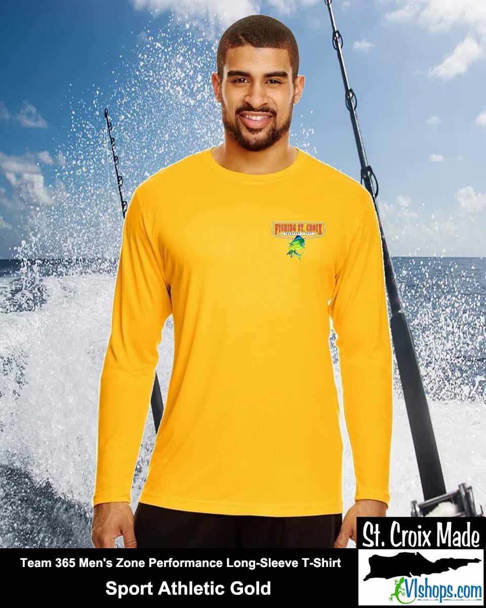 Fishing St. Croix - Front Chest and Full Back - Team 365 TT11L Men's Zone Performance Long Sleeve T-Shirt