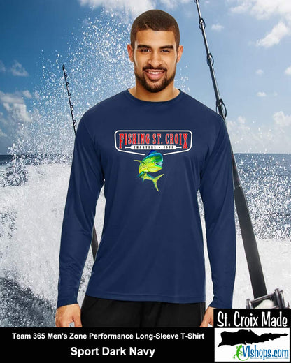 Fishing St. Croix - Full Front - Team 365 TT11L Men's Zone Performance Long Sleeve T-Shirt