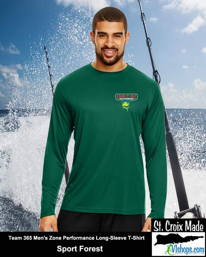 Fishing St. Croix - Front Chest and Full Back - Team 365 TT11L Men's Zone Performance Long Sleeve T-Shirt