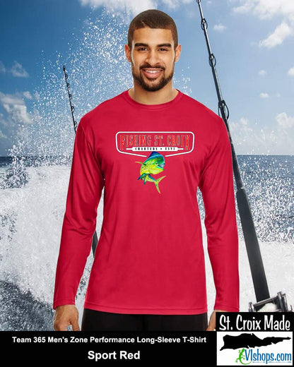 Fishing St. Croix - Full Front - Team 365 TT11L Men's Zone Performance Long Sleeve T-Shirt