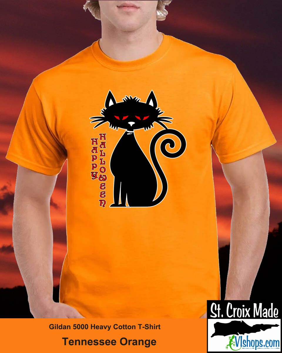 Black Cat - Halloween - Gildan 5000 Heavy Cotton T-Shirt