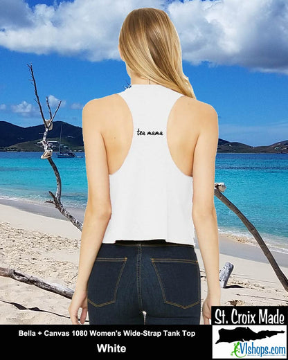 tea mama lady design - Bella + Canvas 6682 Women's Racerback Cropped Tank Top