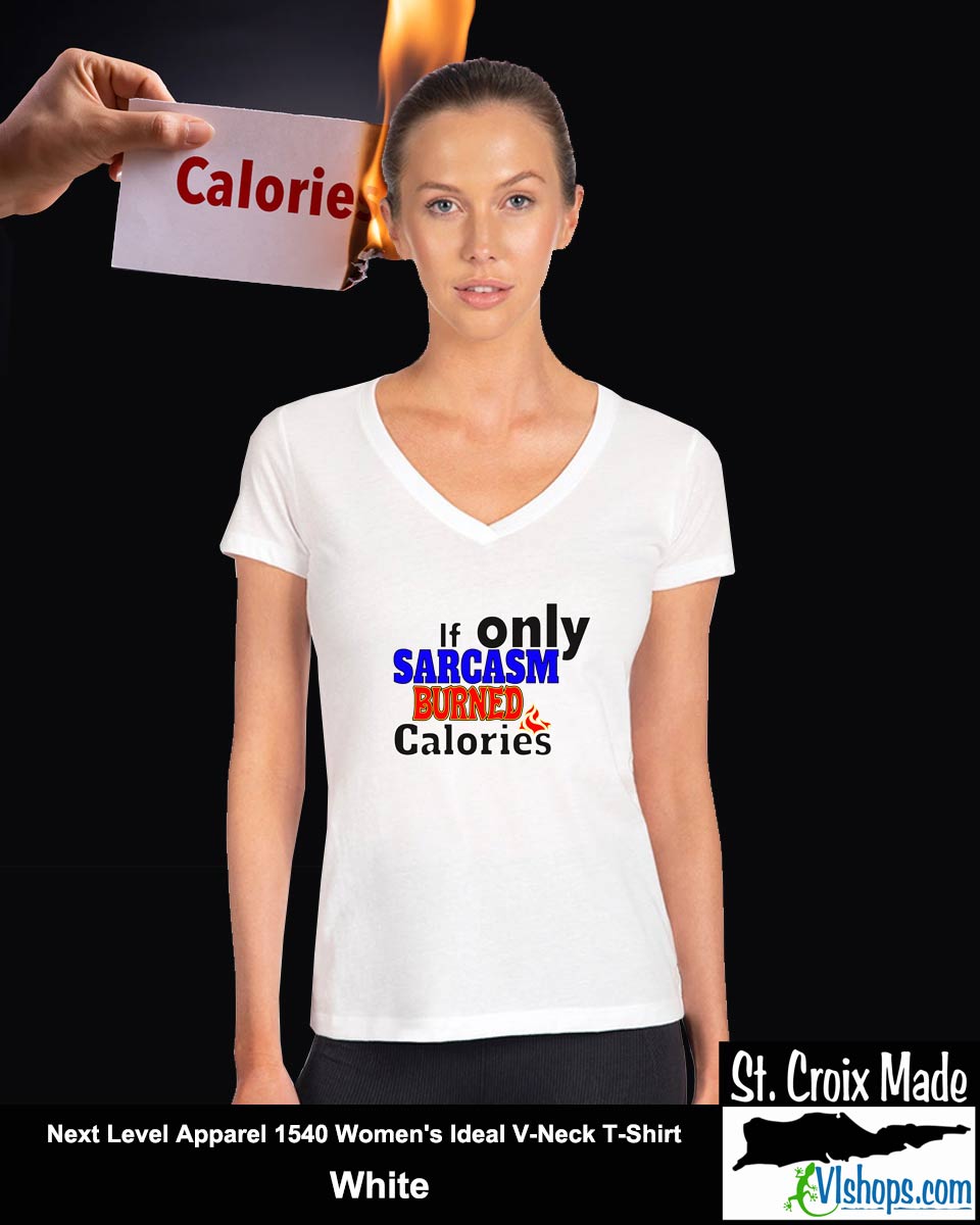 If only Sarcasm burned calories - Next Level Apparel 1540 Women's Ideal V-Neck T-Shirt