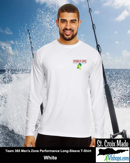 Fishing St. Croix - Front Chest and Full Back - Team 365 TT11L Men's Zone Performance Long Sleeve T-Shirt