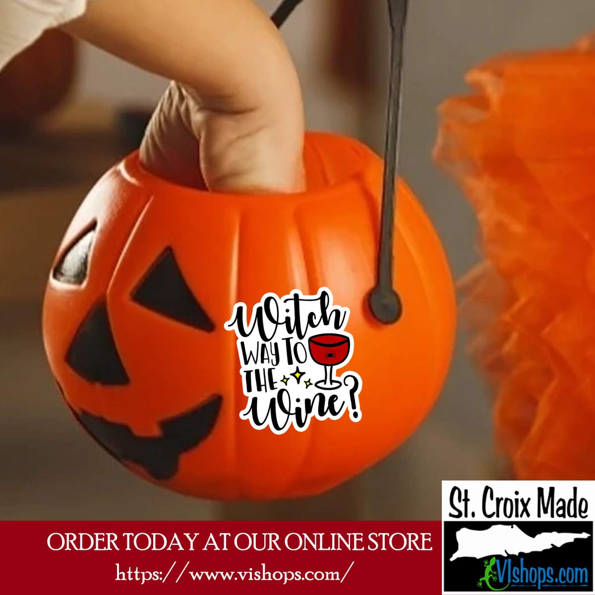 Halloween - Witch Way to the Wine - 3 x 3 Die Cut Sticker