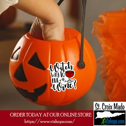 Halloween - Witch Way to the Wine - 3 x 3 Die Cut Sticker