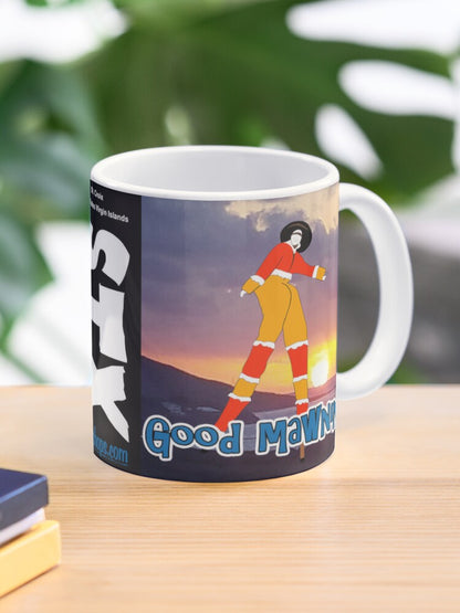 Good Mawning - Good Night - Moko Jumbie with sunrise and sunset - 11 oz mug