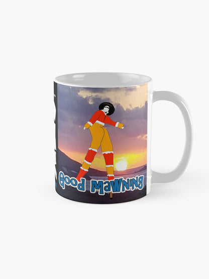 Good Mawning - Good Night - Moko Jumbie with sunrise and sunset - 11 oz mug